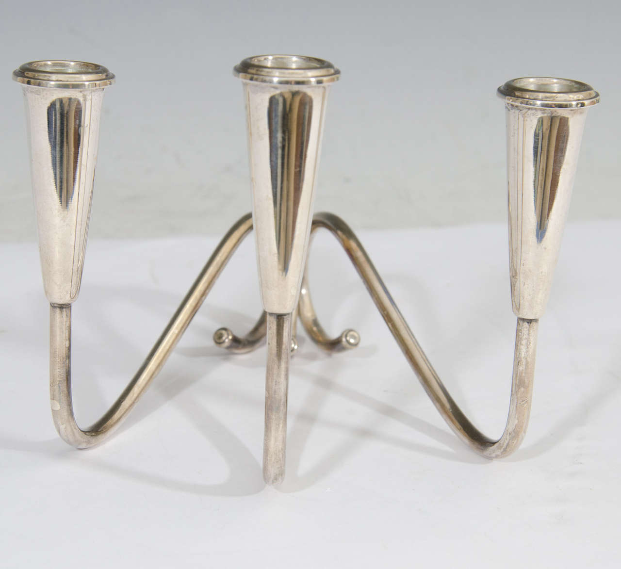 Mid-Century Modern Midcentury Pair of Sterling Silver Weighted Candleholders