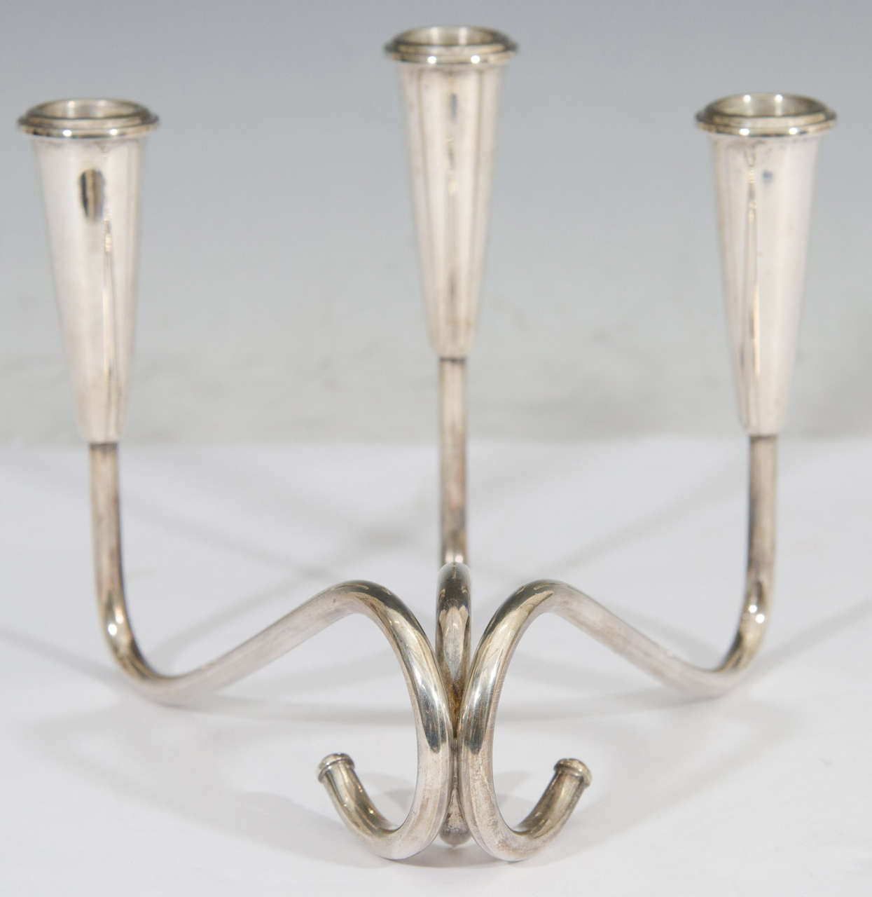 Midcentury Pair of Sterling Silver Weighted Candleholders 1