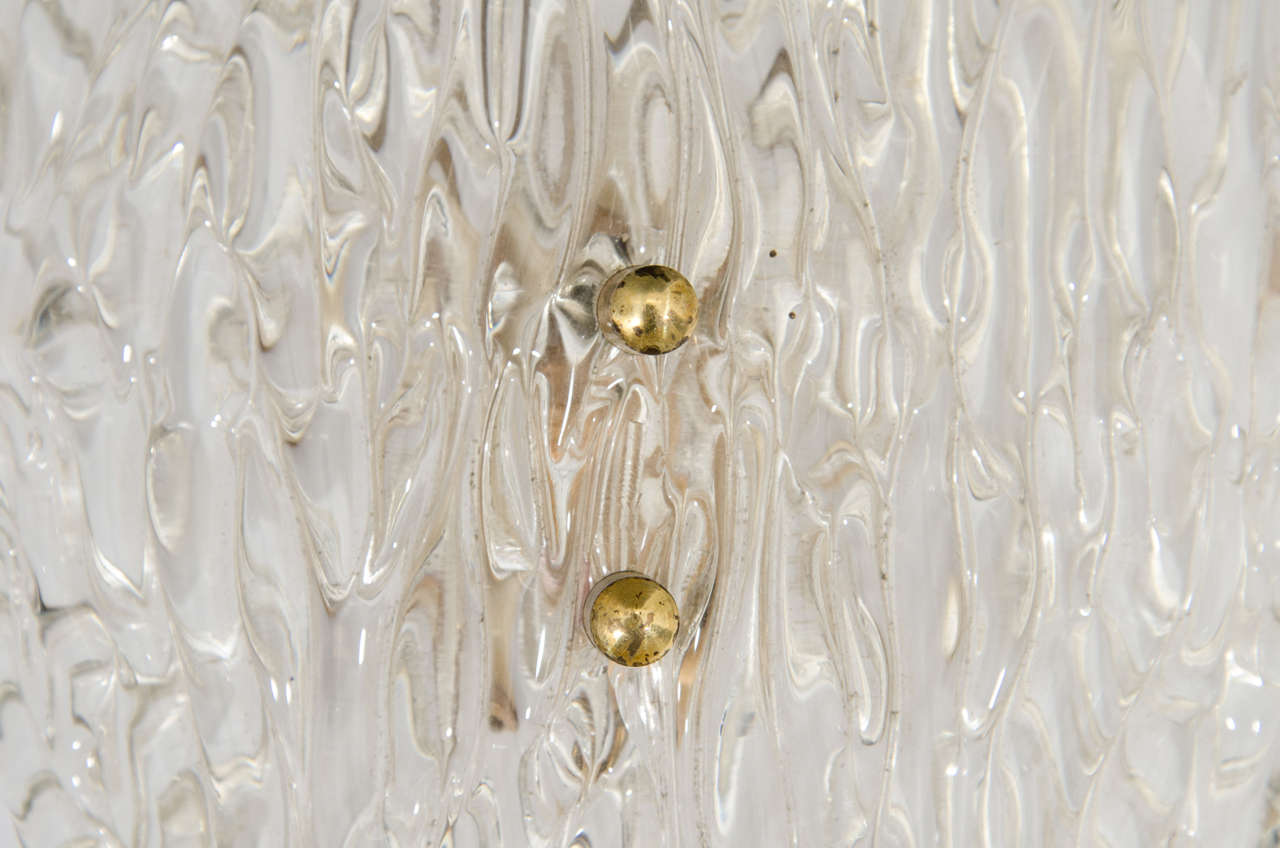 Swedish Scandinavian Modern Glass and Brass Wall Sconce by Carl Fagerlund for Orrefors For Sale
