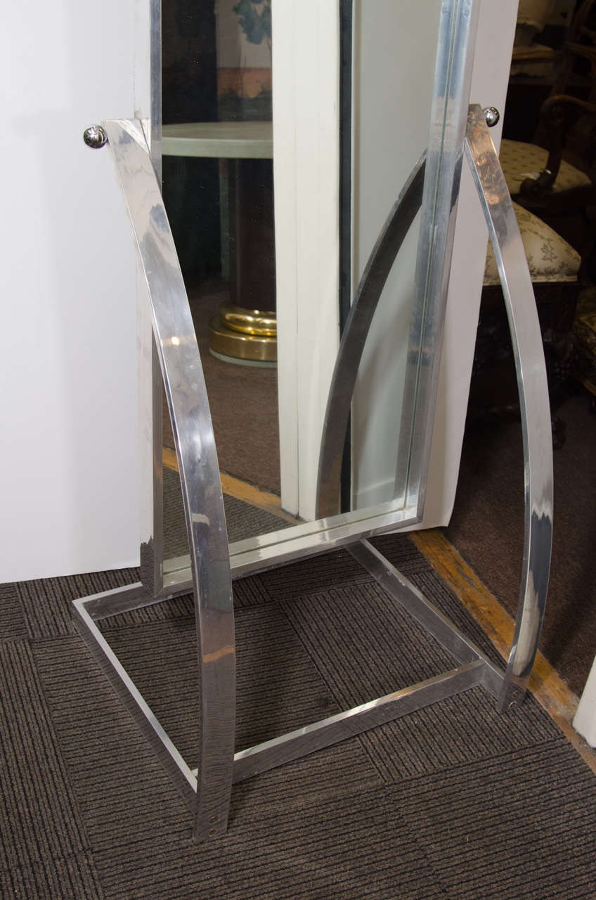 Mid-Century Modern Midcentury Pivoting Aluminum Cheval Mirror Inspired by Milo Baughman