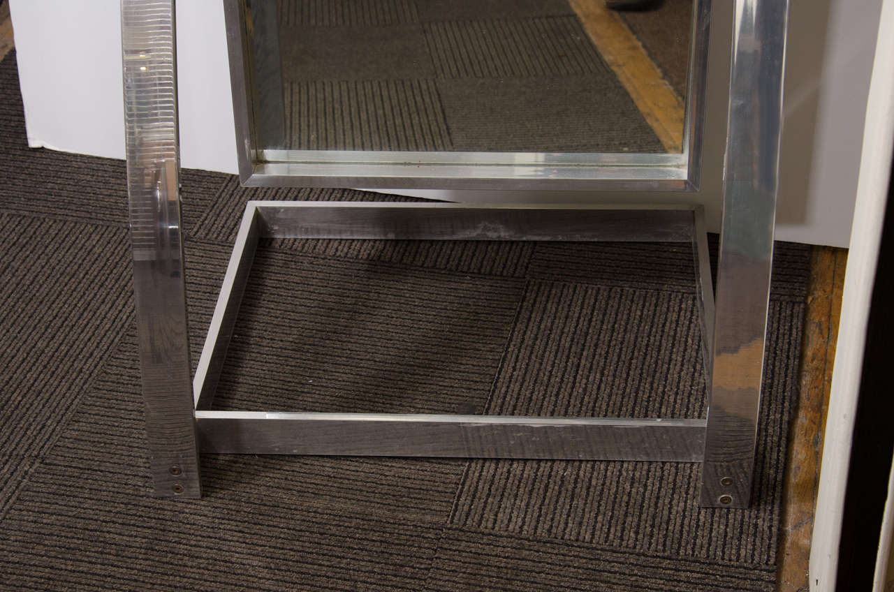 20th Century Midcentury Pivoting Aluminum Cheval Mirror Inspired by Milo Baughman