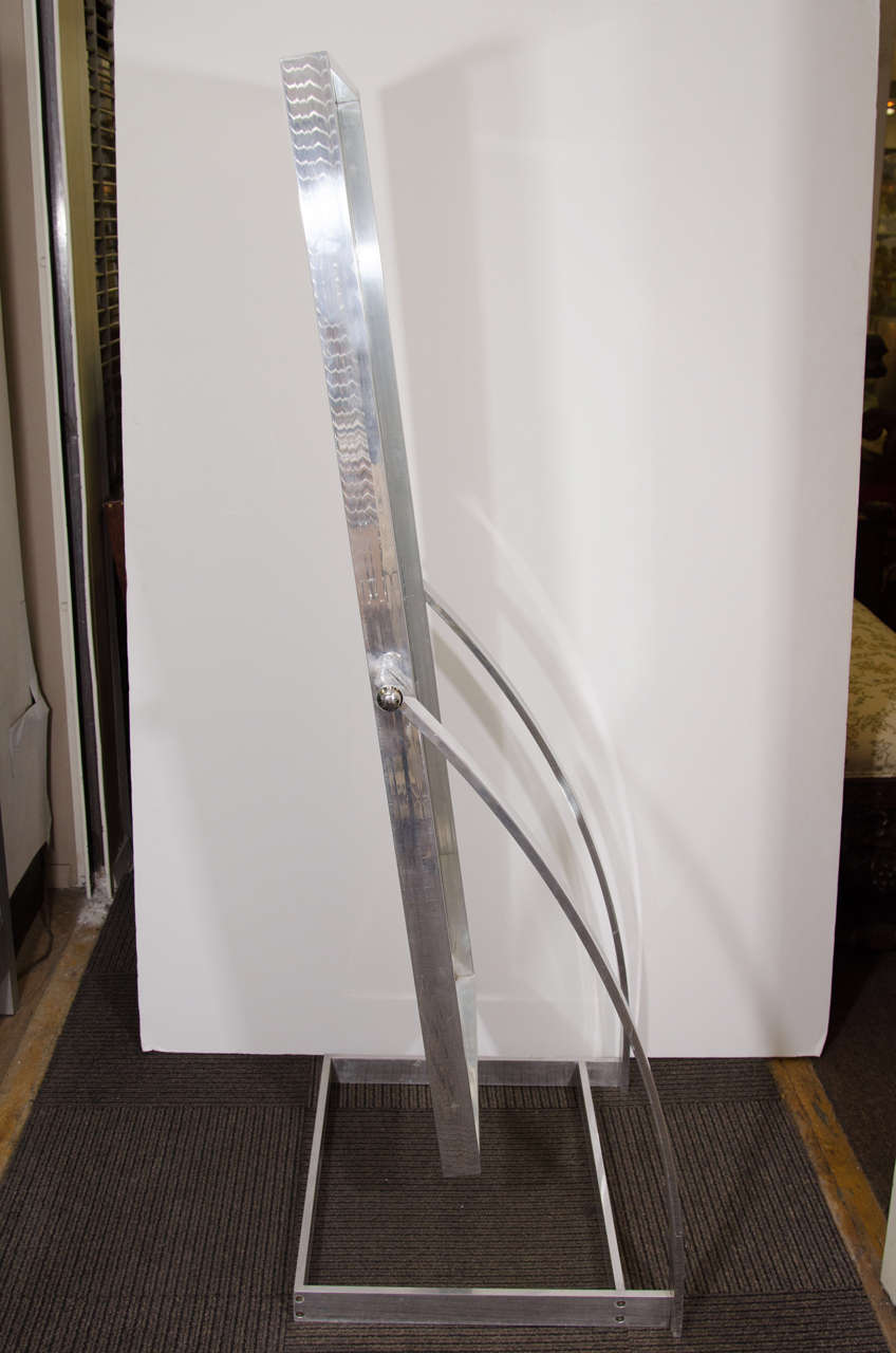 Midcentury Pivoting Aluminum Cheval Mirror Inspired by Milo Baughman 1