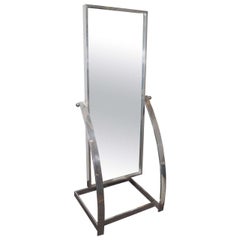 Midcentury Pivoting Aluminum Cheval Mirror Inspired by Milo Baughman