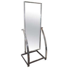 Midcentury Pivoting Aluminum Cheval Mirror Inspired by Milo Baughman 9