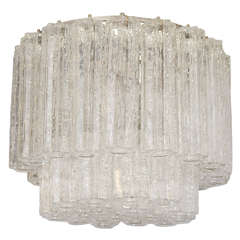 Midcentury Murano Glass Two-Tier Tubular Chandelier