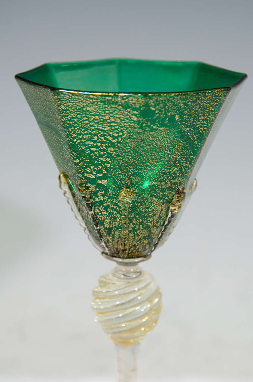 20th Century Vintage Set of 12 Venetian Glass Stemware