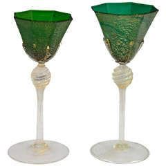 Vintage Set of 12 Venetian Glass Stemware