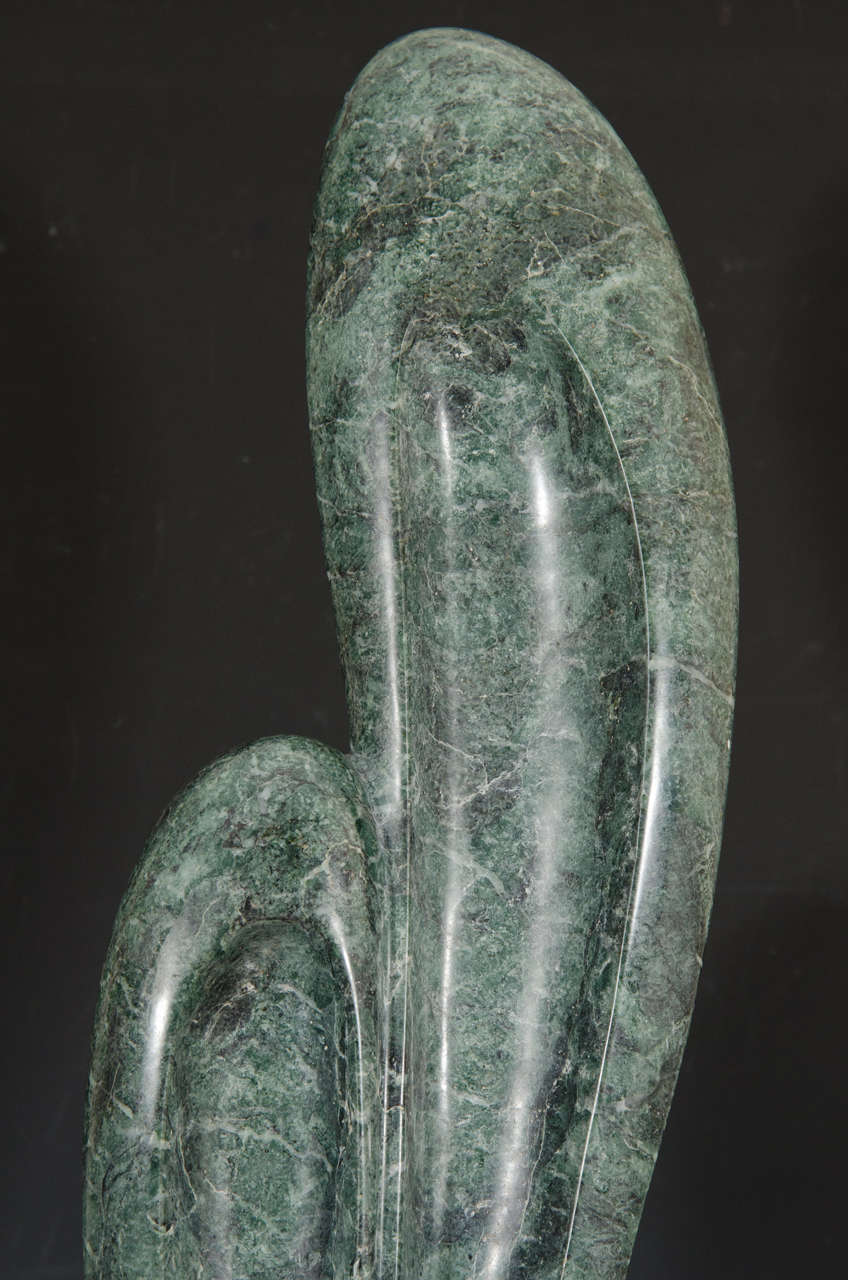 Mid-Century Modern Miklos Sebek Modernist Tall Abstract Green Marble Sculpture For Sale