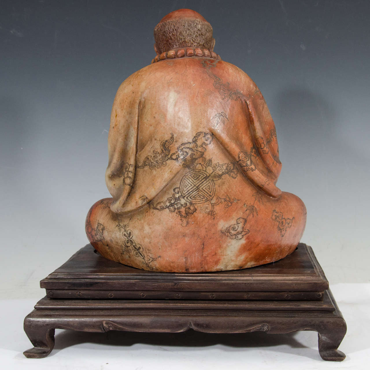 Chinese Carved Soapstone Luohan Sculpture, circa 1950s 5