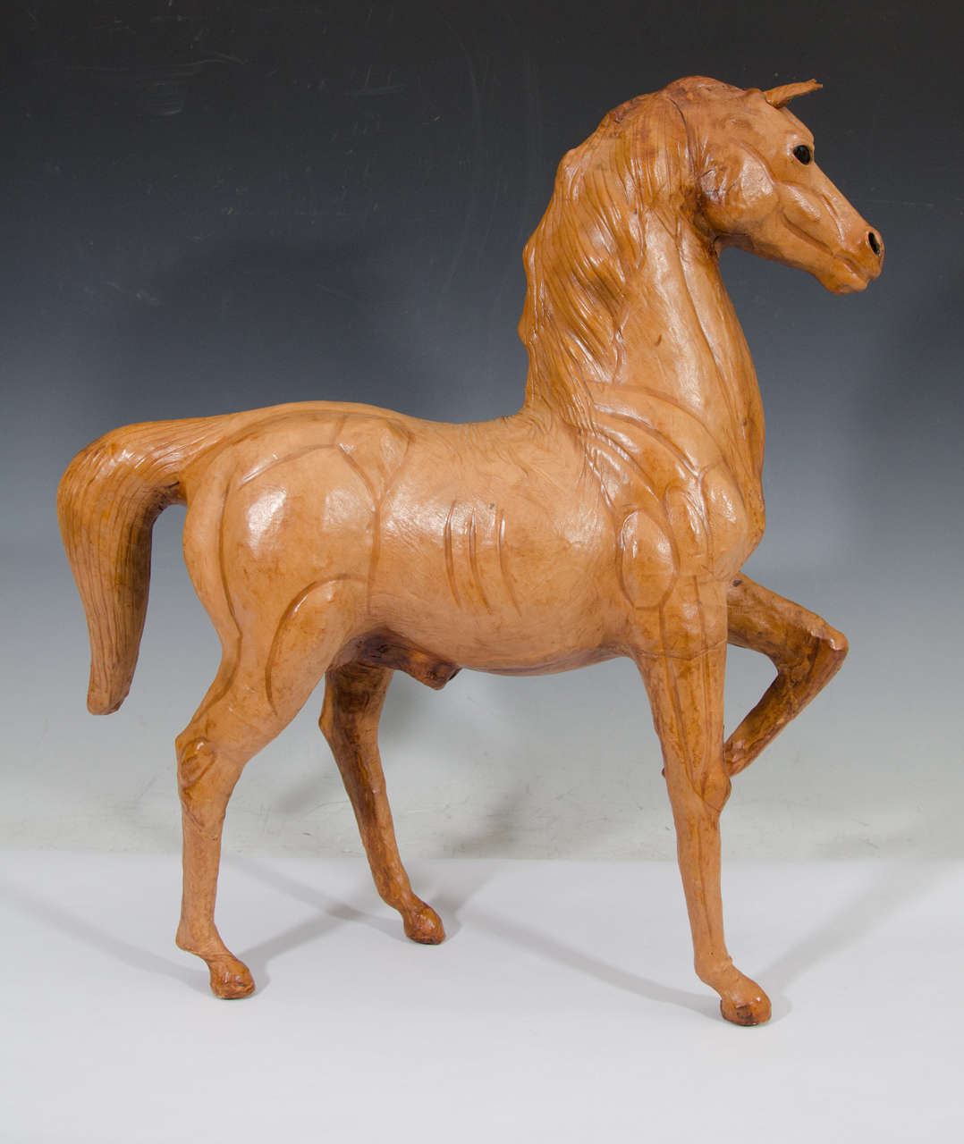 Leather Horse Equine Animal Sculpture in the Folk Art Style For Sale 2