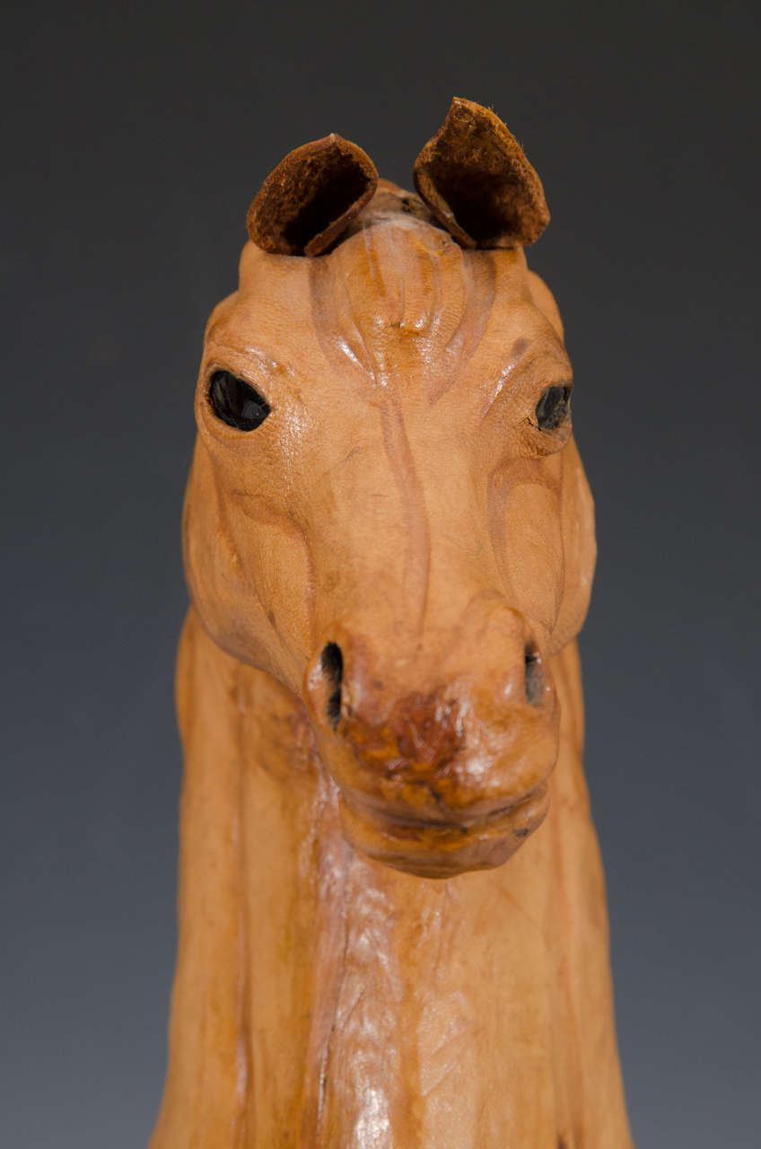 Leather Horse Equine Animal Sculpture in the Folk Art Style For Sale 5