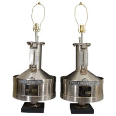 Retro Pair of 1970s Industrial Style Gas Tank Table Lamps