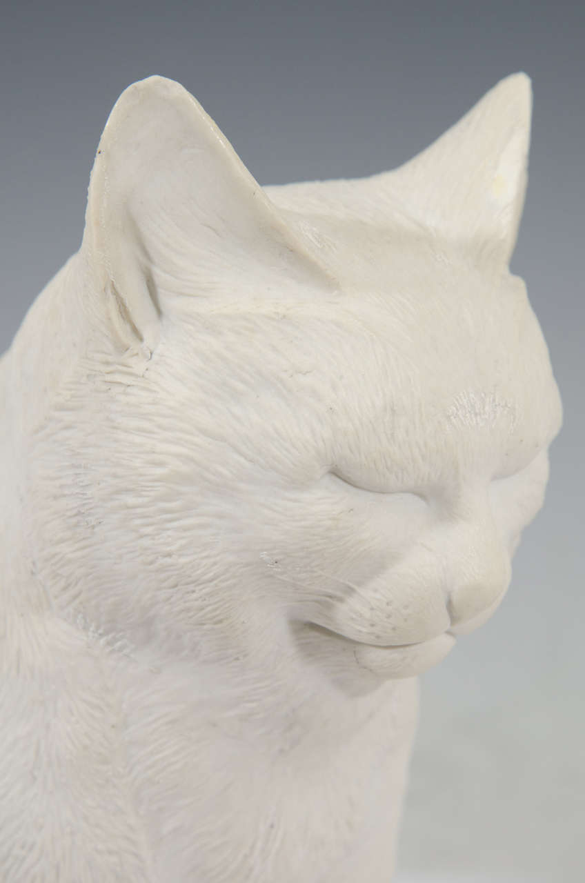 19th Century Japanese Hirado Porcelain Cat Sculpture 2