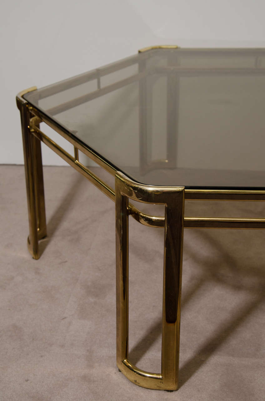 Mid-Century Modern Midcentury Brass-Plated Hexagonal Coffee or Cocktail Table
