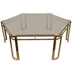 Midcentury Brass-Plated Hexagonal Coffee or Cocktail Table 3