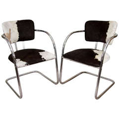 paire de chaises KEM Weber en cuir de vachette des années 1930
