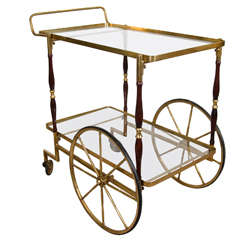 italian bar cart Midcentury Italian Brass and Wood Bar Cart