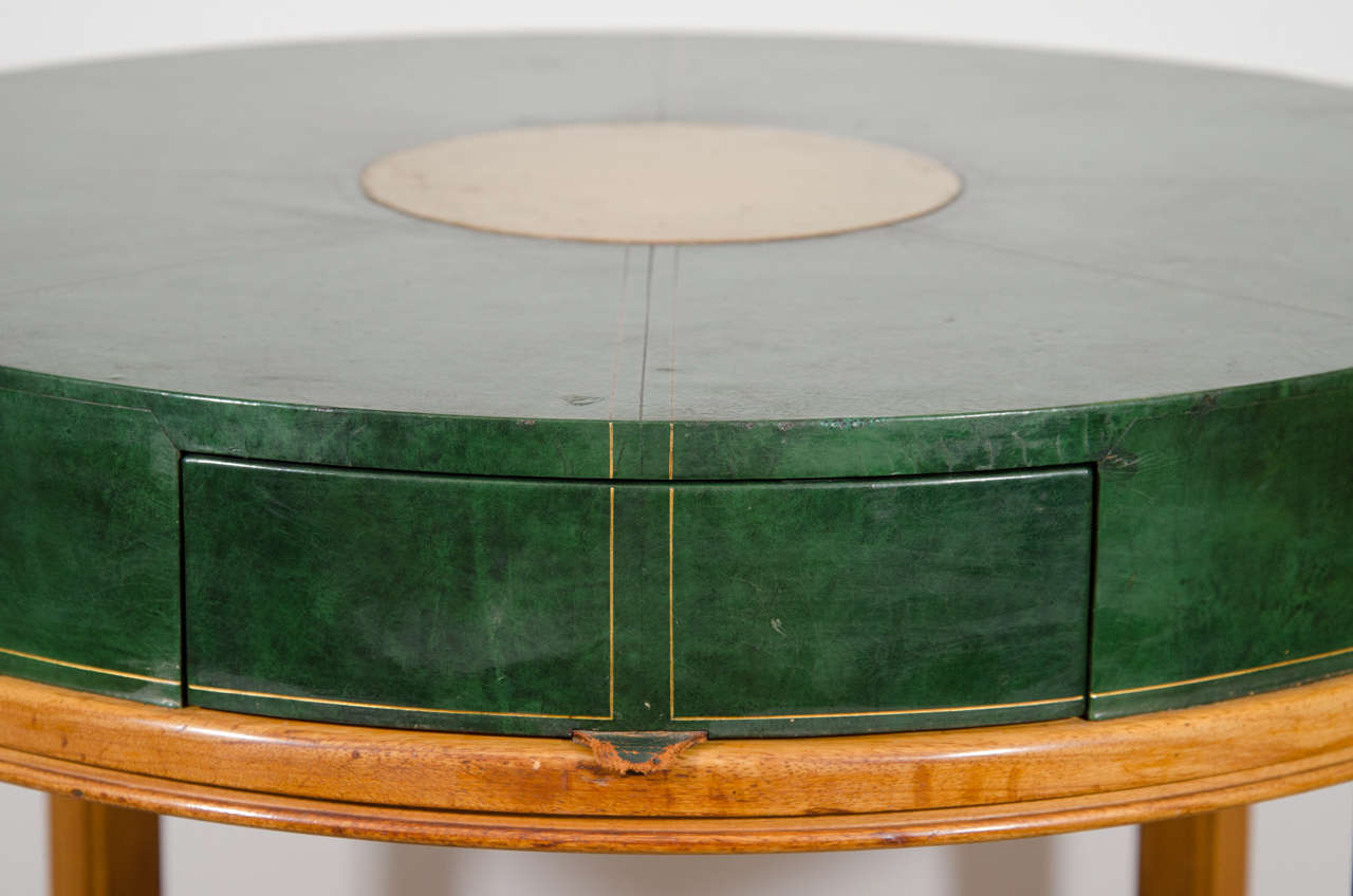 Mid-Century Modern Midcentury Tommi Parzinger for Charak Modern, Round Leather Game Table
