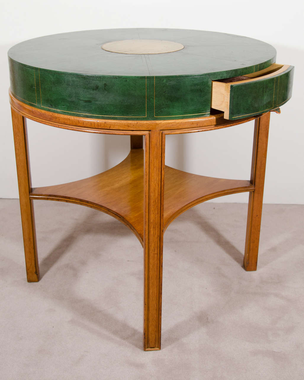 20th Century Midcentury Tommi Parzinger for Charak Modern, Round Leather Game Table