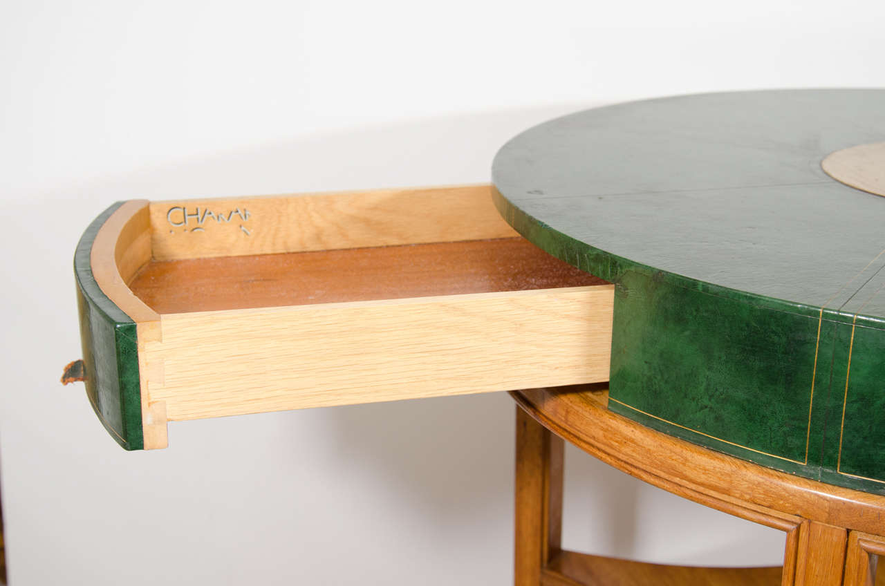 Midcentury Tommi Parzinger for Charak Modern, Round Leather Game Table 3