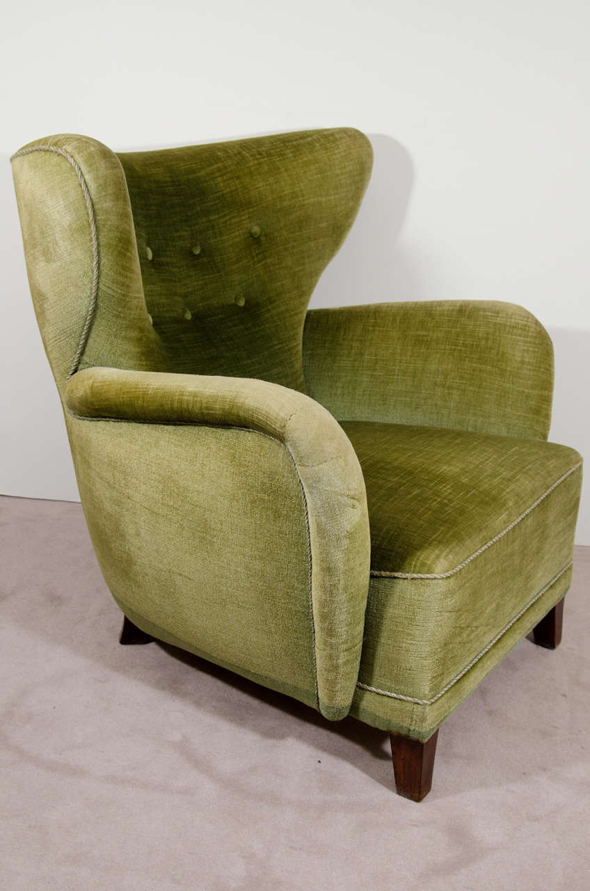 Midcentury Modern Scandinavian Wingback Easy Chair In Good Condition In New York, NY