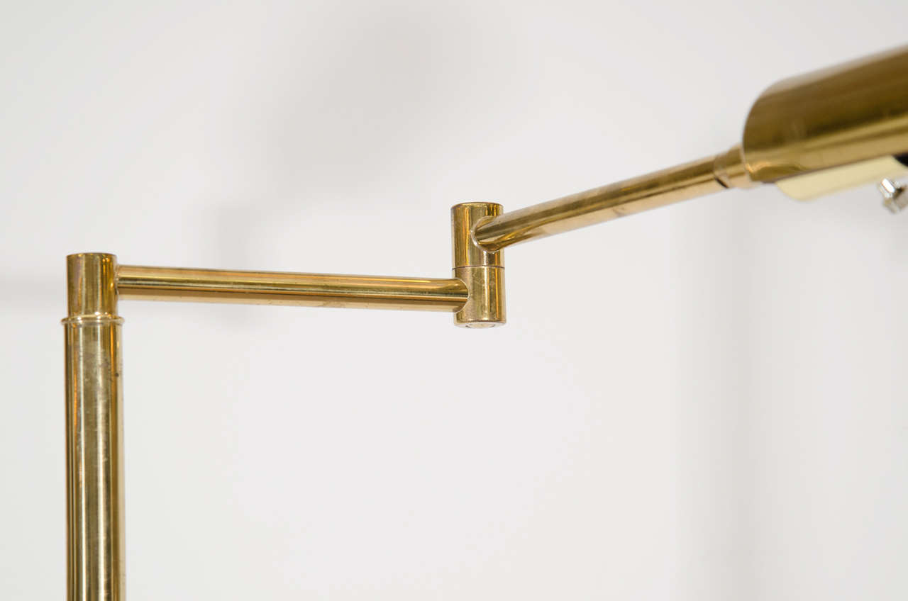 Midcentury Adjustable Brass Floor or Reading Lamp In Good Condition In New York, NY