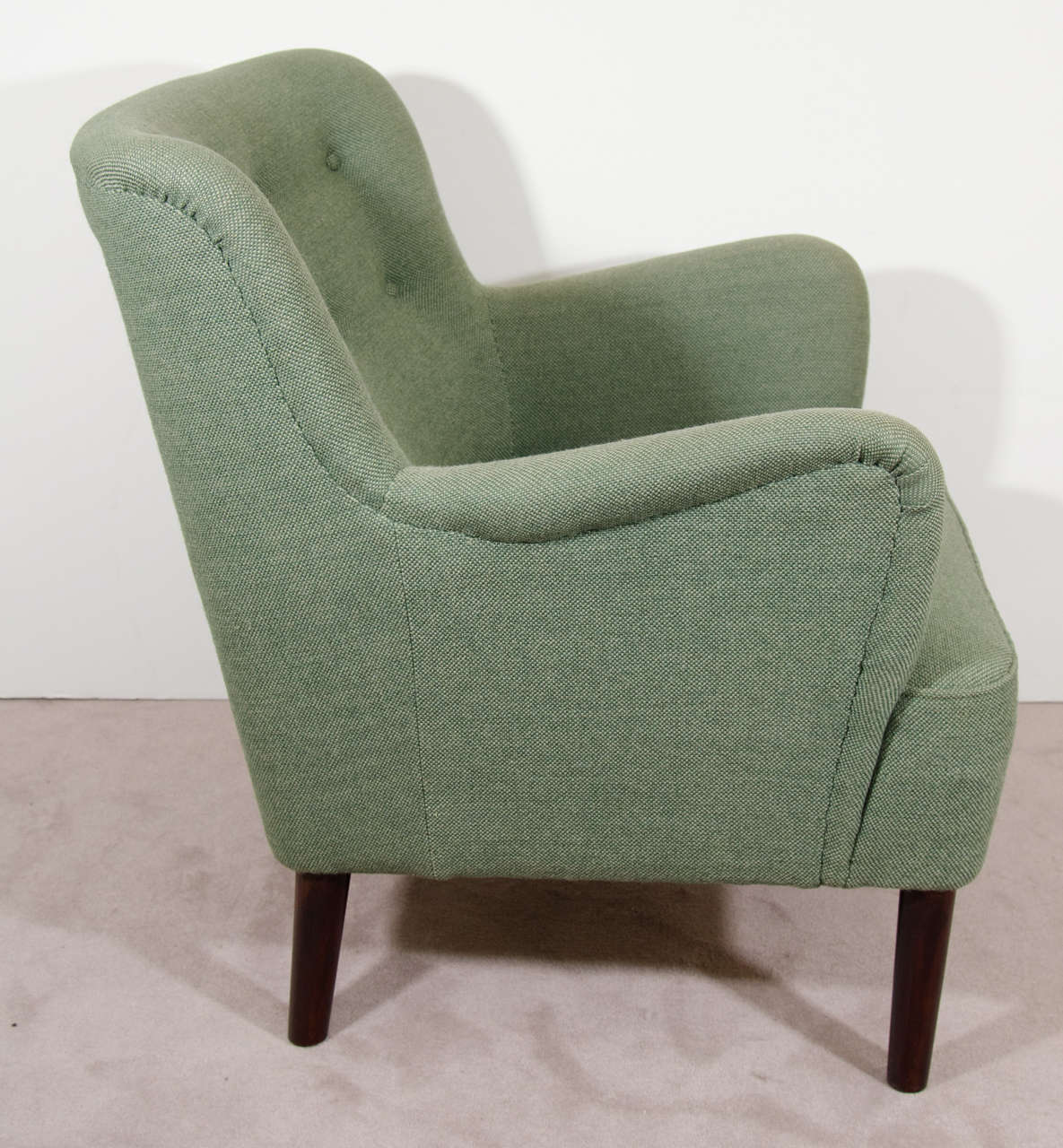 Danish Mid-Century Modern Scandinavian Pair of Green Easy Chairs