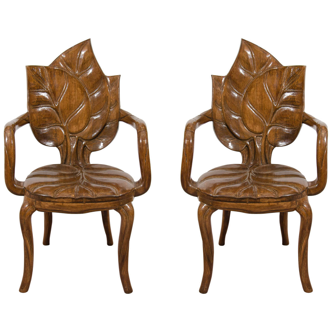 Art Nouveau Style, Pair of Sculptural Leaf Motif Armchairs or Side Chairs  For Sale at 1stDibs | art nouveau furniture style, art nouveau style  furniture, modern art nouveau furniture
