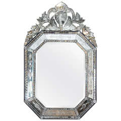 1950s Ornately Carved Venetian Wall-Mounted Mirror
