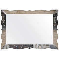 Hollywood Regency Etched Glass Wall-Mounted Mirror