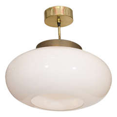 Midcentury Opaline Glass Pendant by Paavo Tynell for Taito Oy