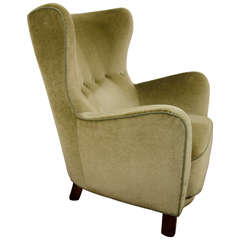 Midcentury High Back Lounge Chair or Wingback Armchair by Fritz Hansen