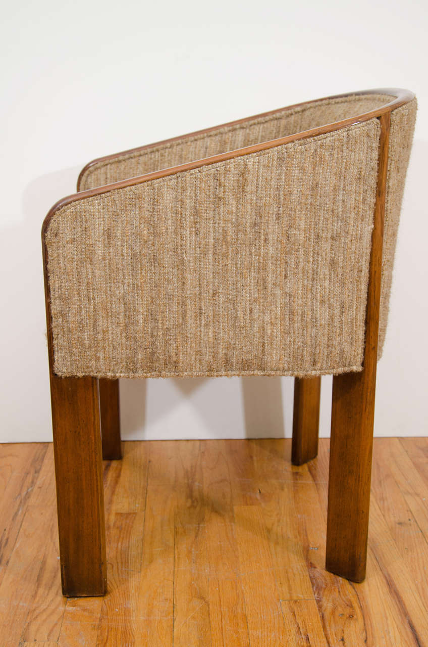 Mid-Century Modern A Pair of Baker Furniture Tub Armchairs in Wool Upholstery