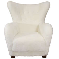Danish Modern Wingback Lounge Armchair in the Style of Flemming Lassen 7