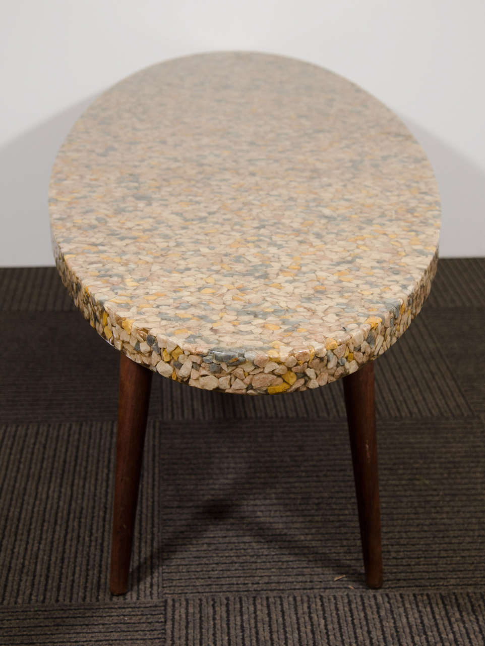 20th Century Midcentury Oval Top Resin Coffee or Cocktail Table with River Pebbles