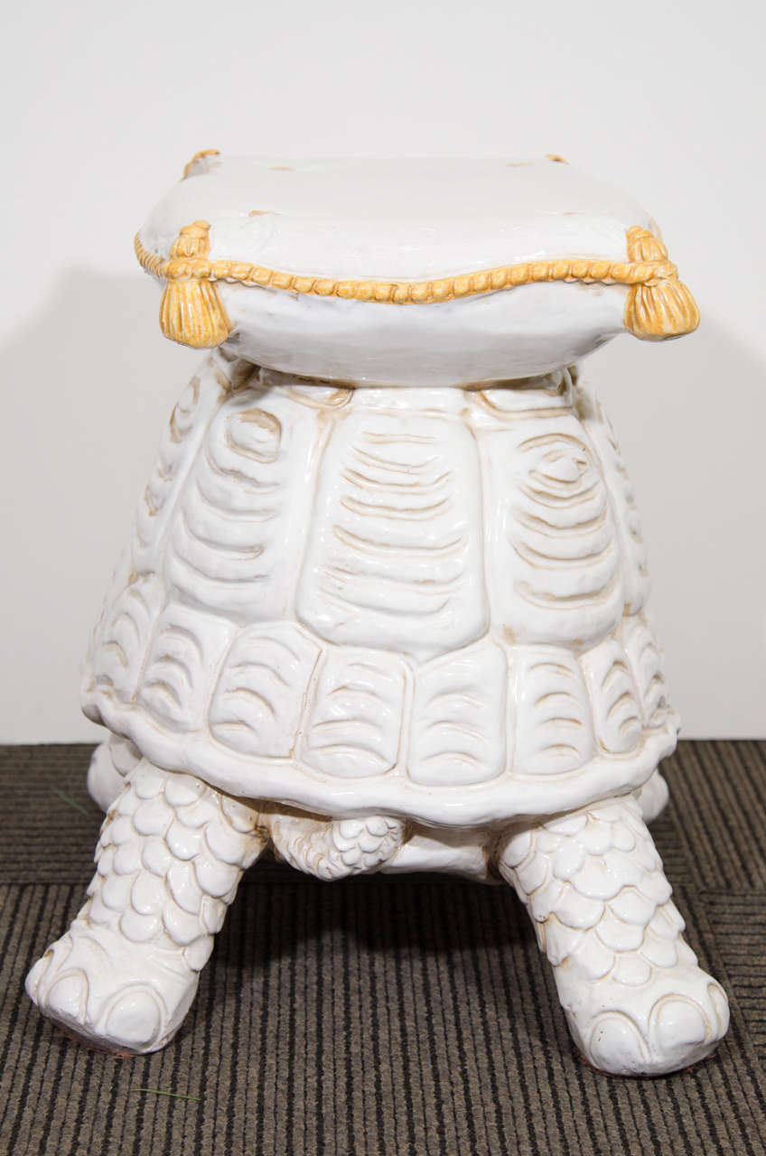 20th Century Midcentury Whimsical Ceramic Turtle Form Garden Seat