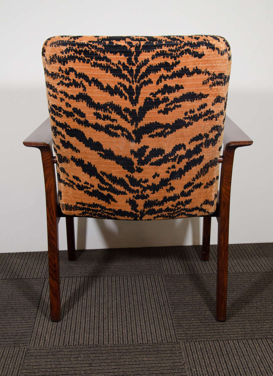 Midcentury Pair of Rosewood Chairs in Tiger Velvet Upholstery In Good Condition In New York, NY