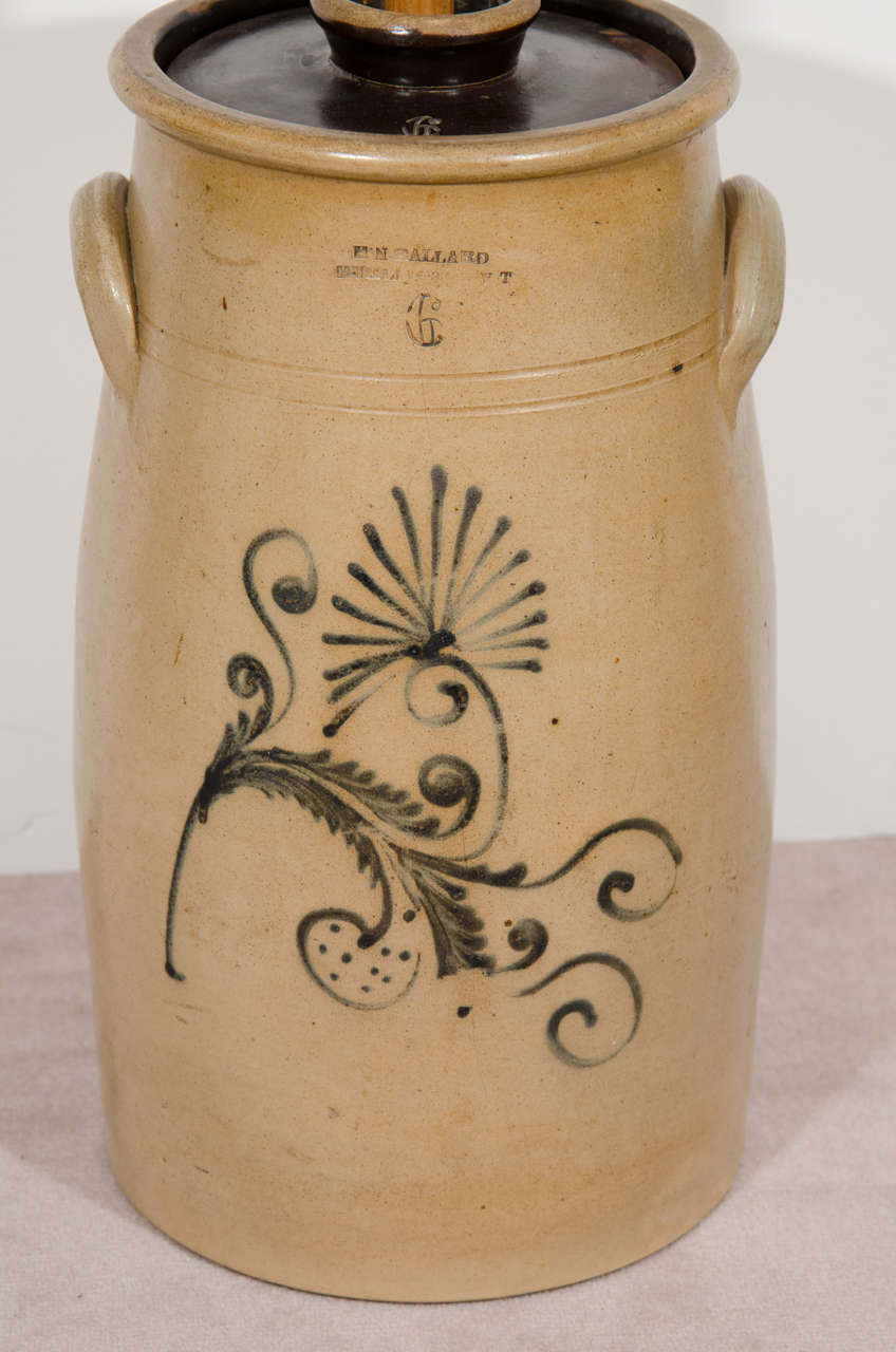 Primitive Stoneware H.N. Ballard Butter Churn Burlington, VT at 1stDibs