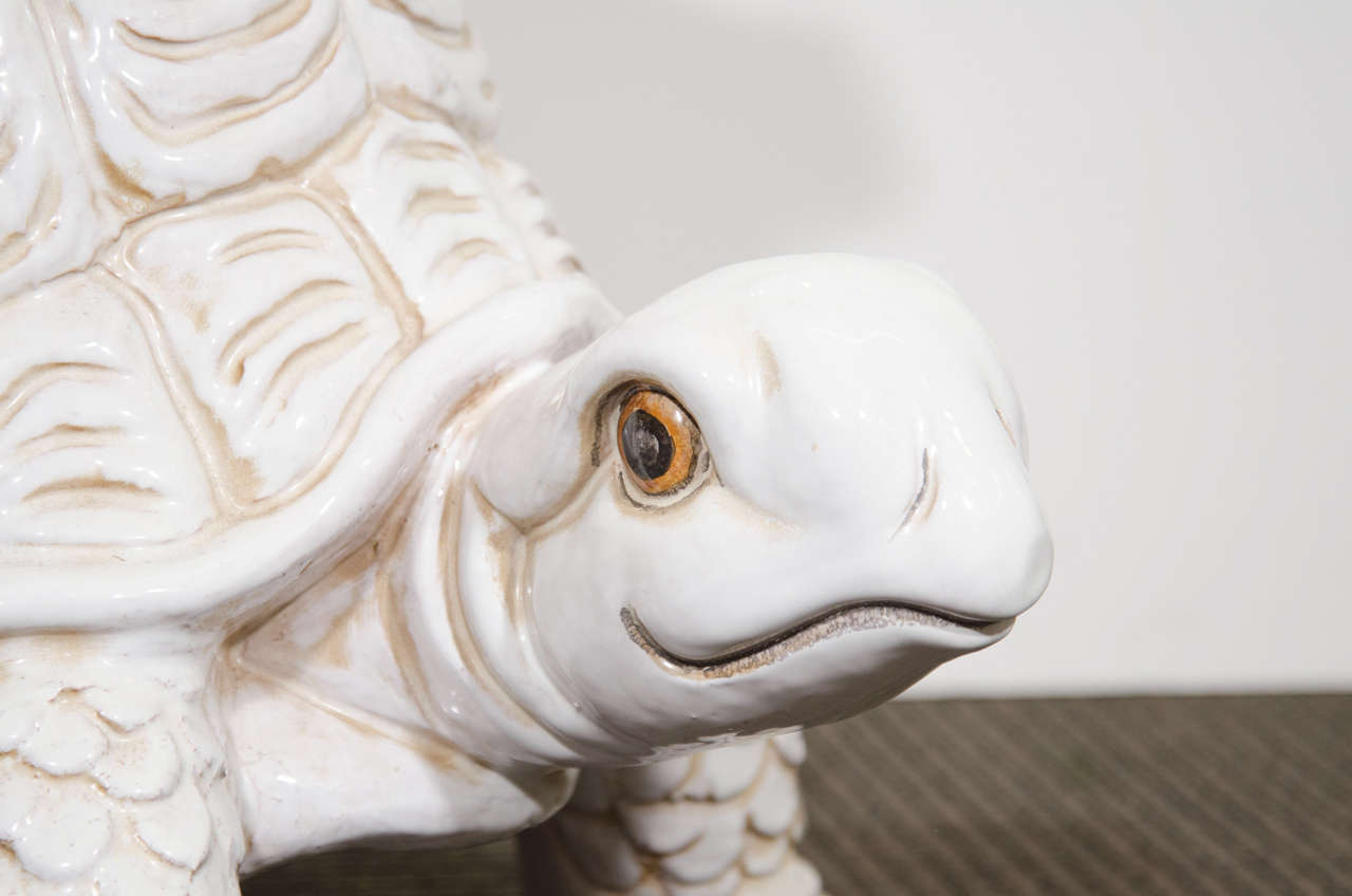 Midcentury Whimsical Ceramic Turtle Form Garden Seat at 1stdibs