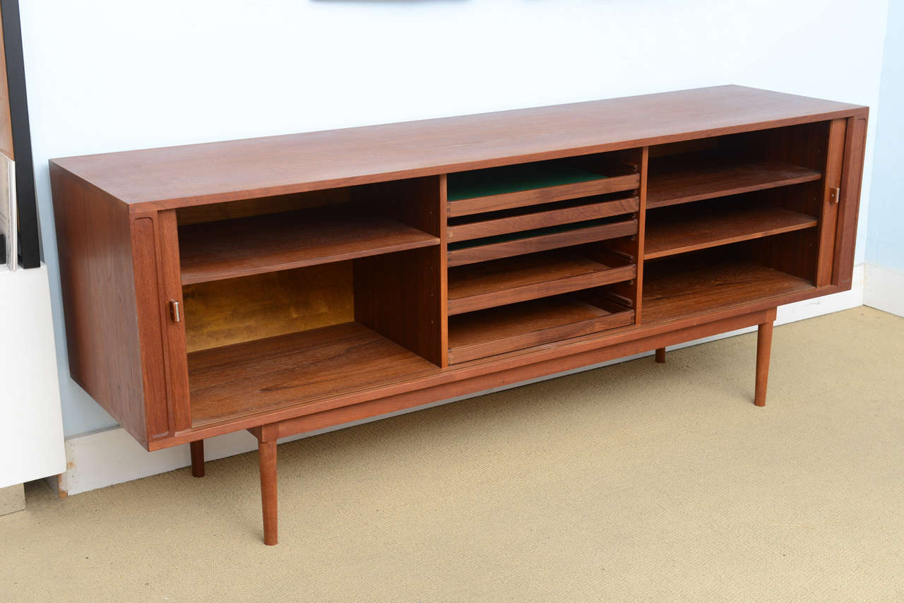 Danish Mid-Century Modern Tambour Sideboard Cabinet by Peter Løvig Nielsen In Excellent Condition In Miami, FL