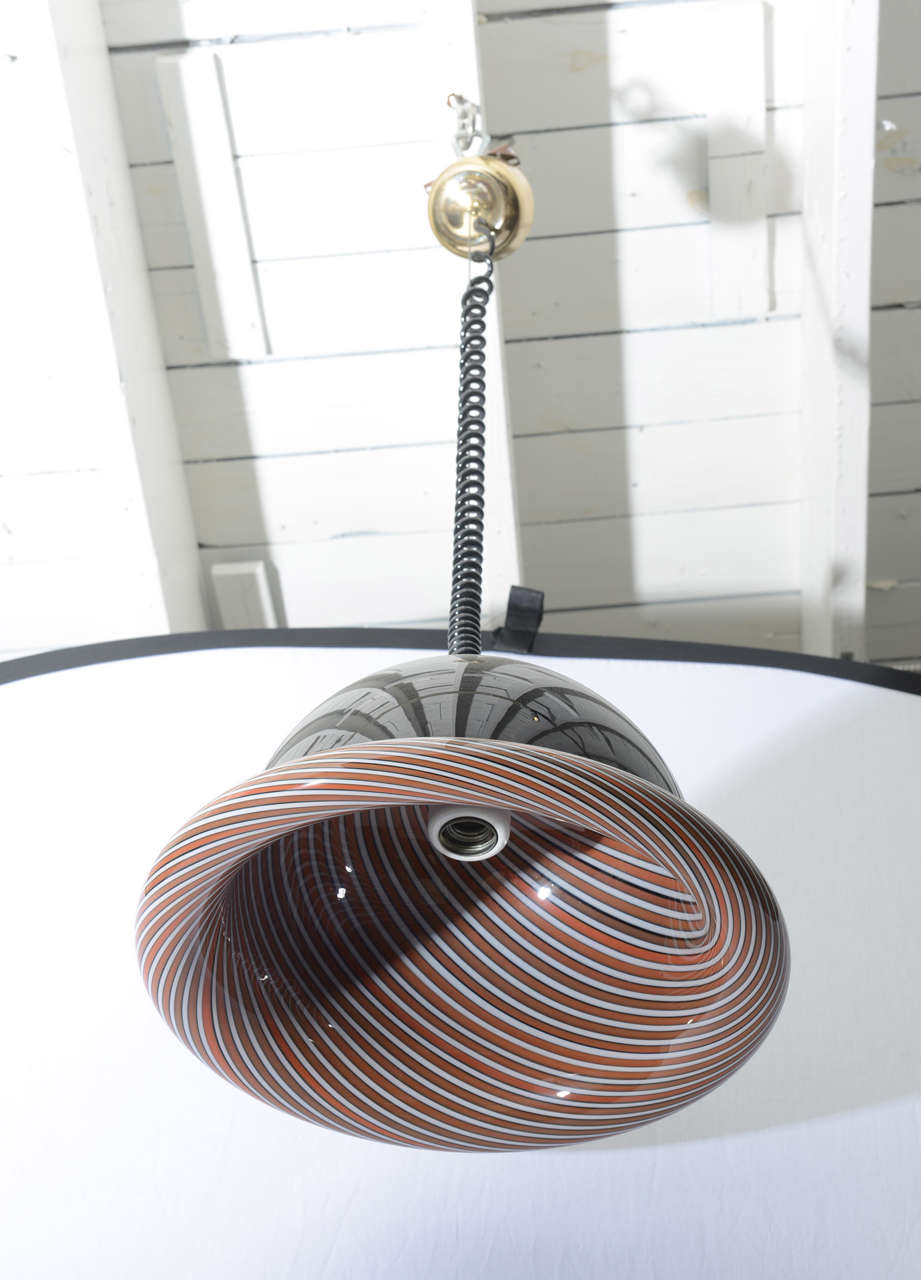 Mid Century Modern Italian Murano Lino Tagliapietra Glass Hanging Pendant Lamp