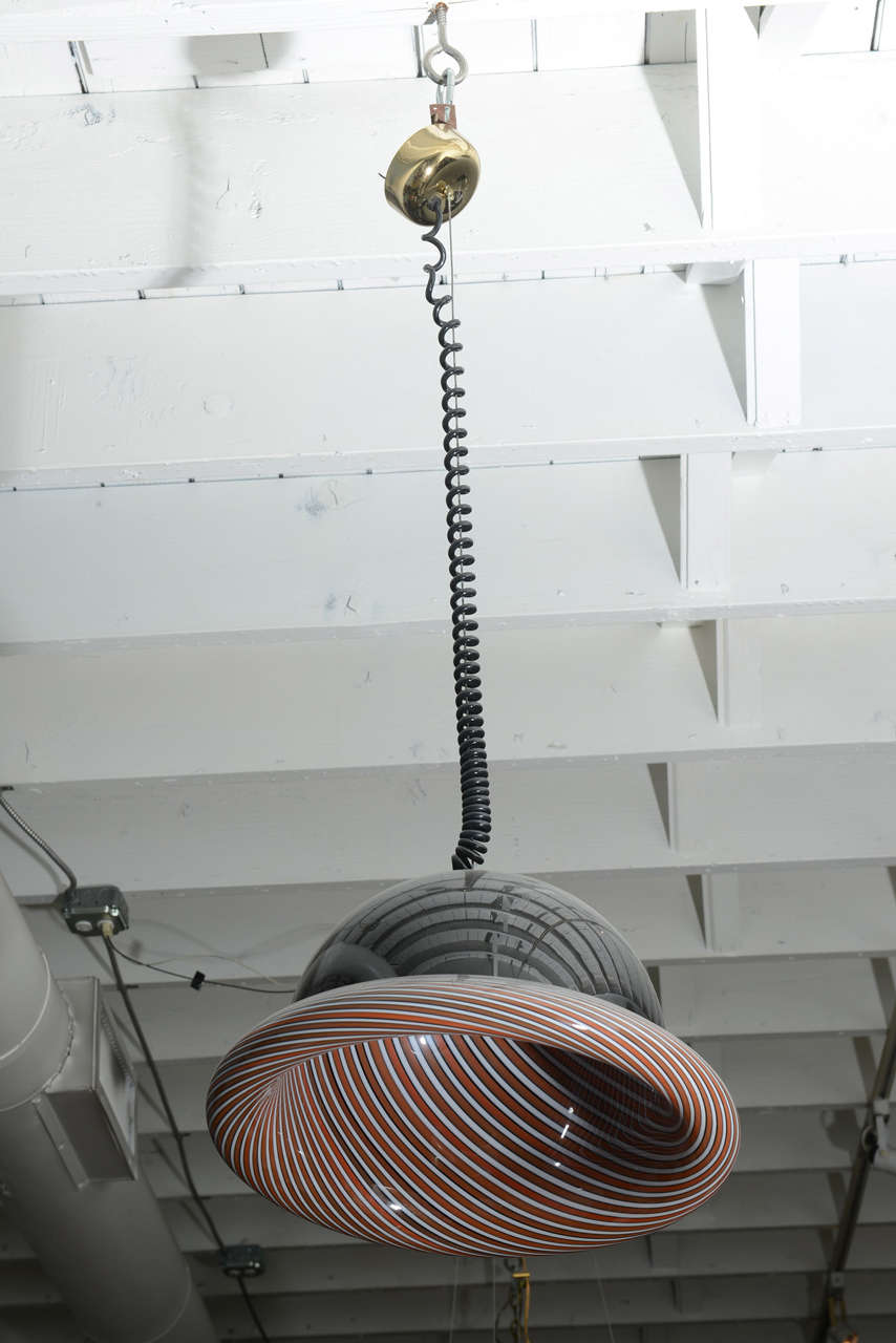 20th Century Mid Century Modern Italian Murano Lino Tagliapietra Glass Hanging Pendant Lamp For Sale