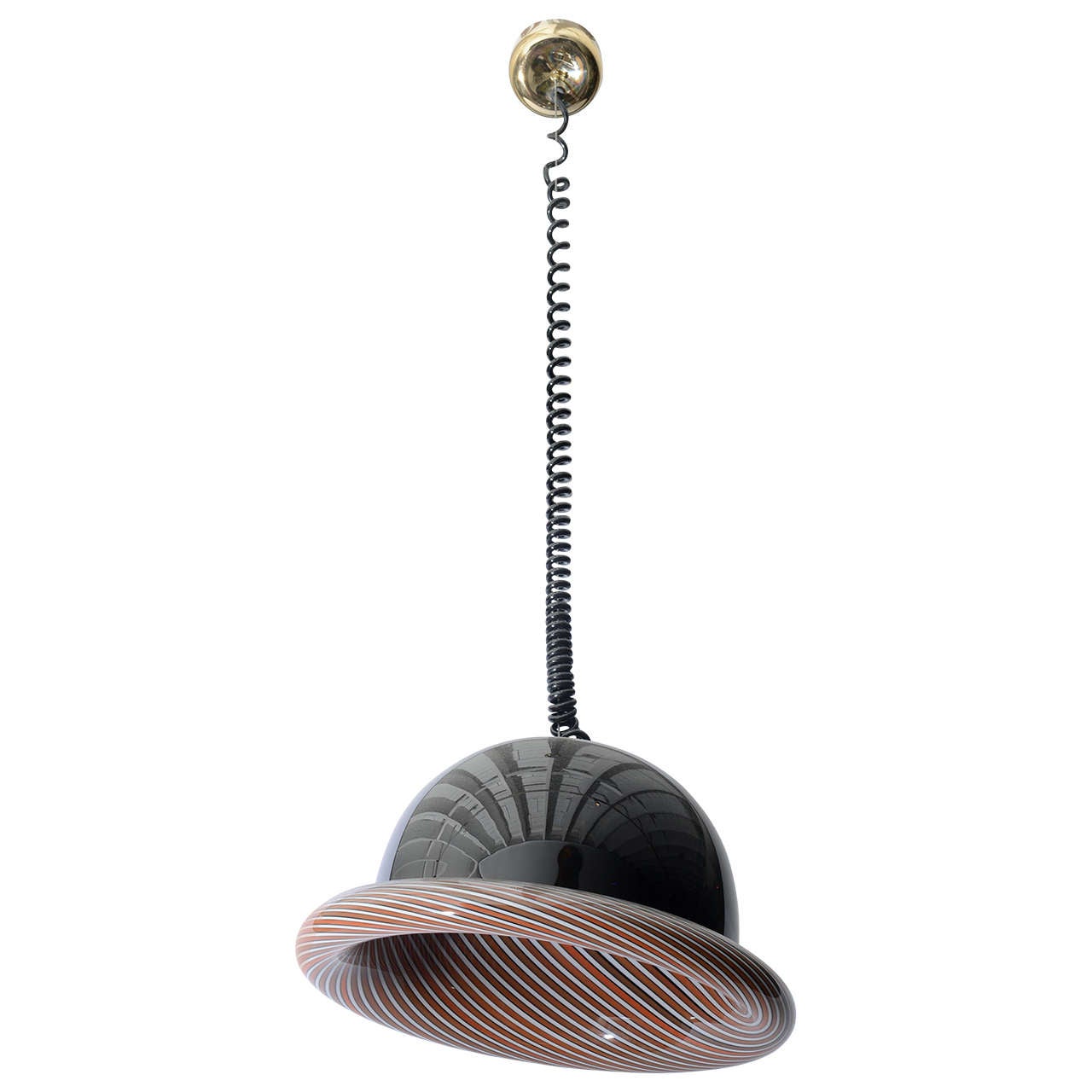 Mid Century Modern Italian Murano Lino Tagliapietra Glass Hanging Pendant Lamp For Sale