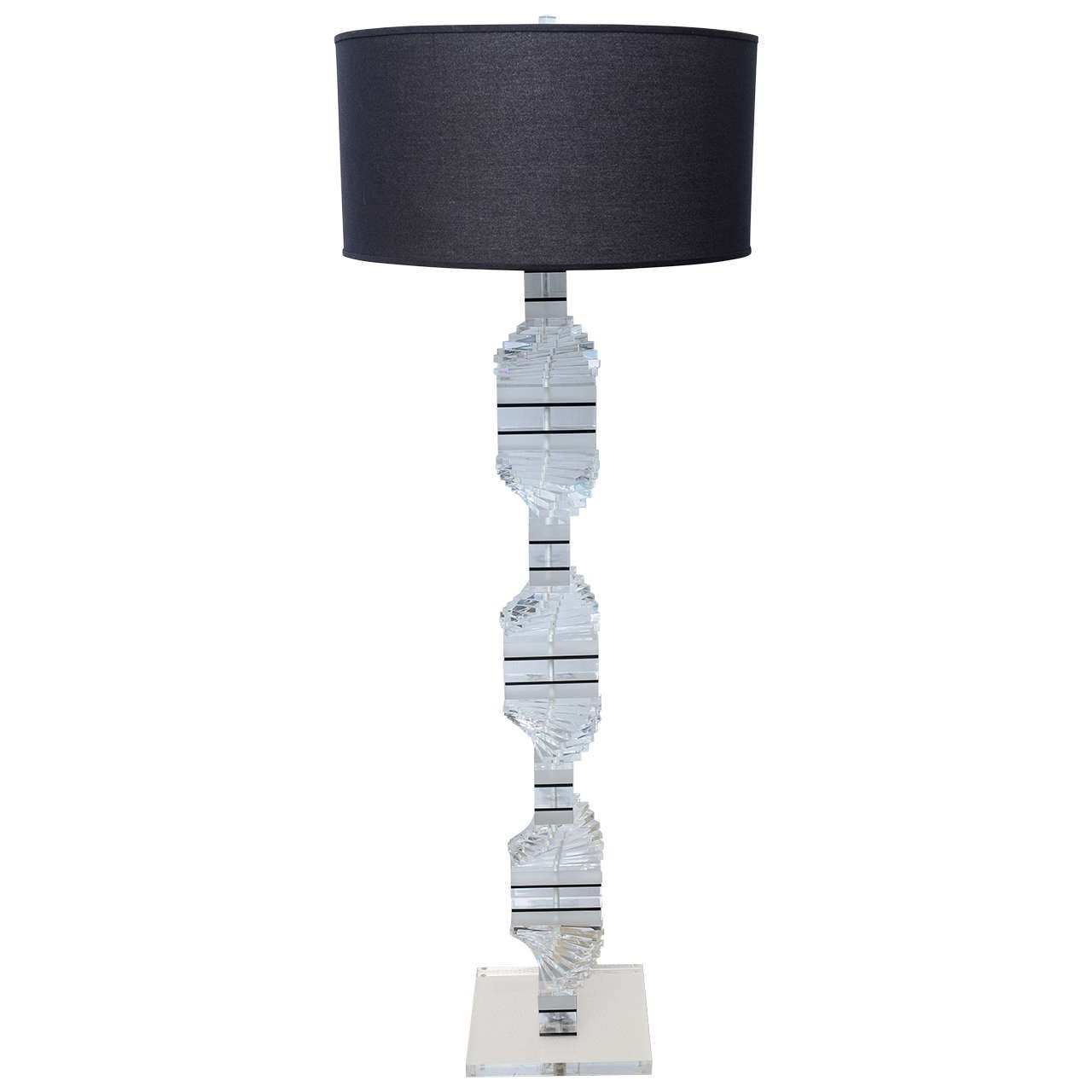 Karl Springer, Hollis Jones Style Mid Century Modern Stacked Lucite Floor Lamp For Sale