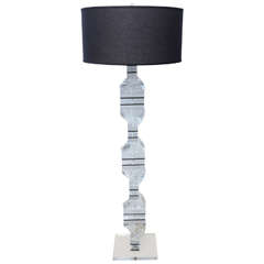 Karl Springer, Hollis Jones Style Mid Century Modern Stacked Lucite Floor Lamp