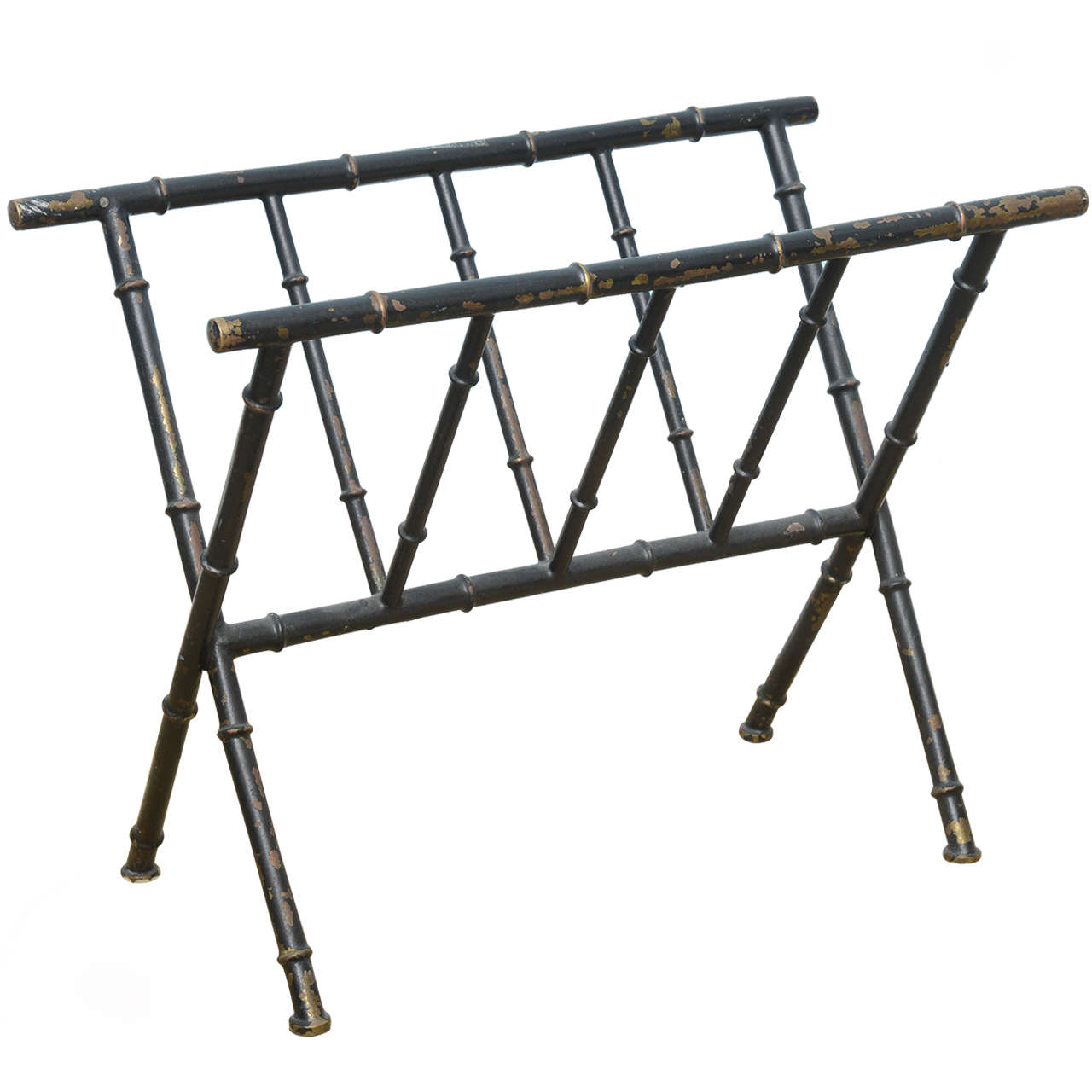 Mid-Century Modern Maison Jansen Brass Bamboo Magazine Rack For Sale