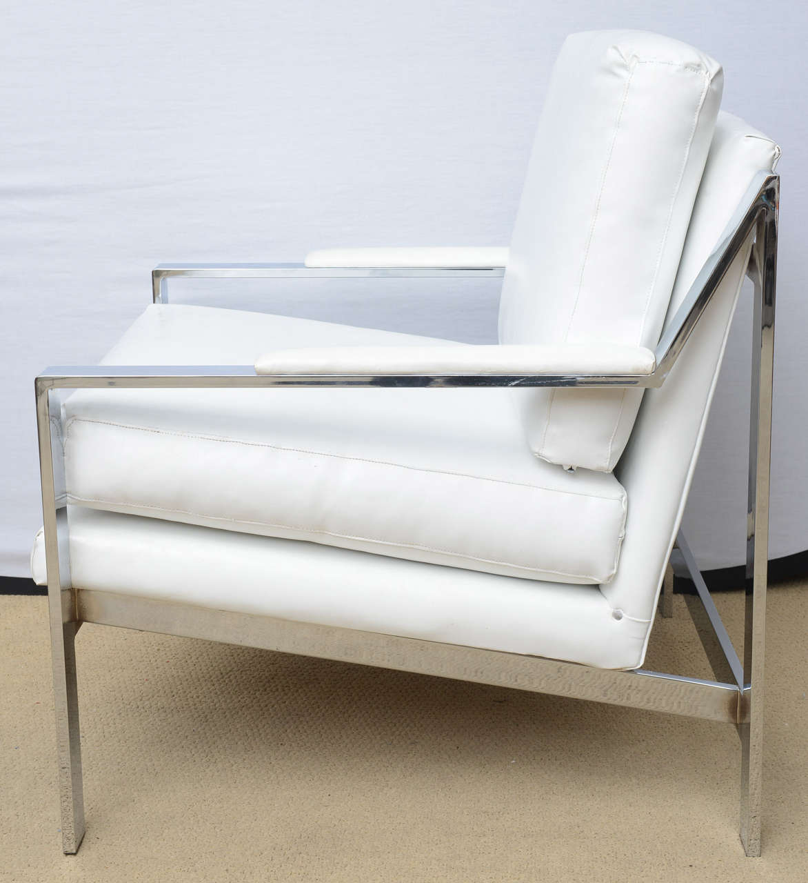 20th Century Pair of Cy Mann 1970s Modern Chrome Lounge Chairs, Milo Baughman Style