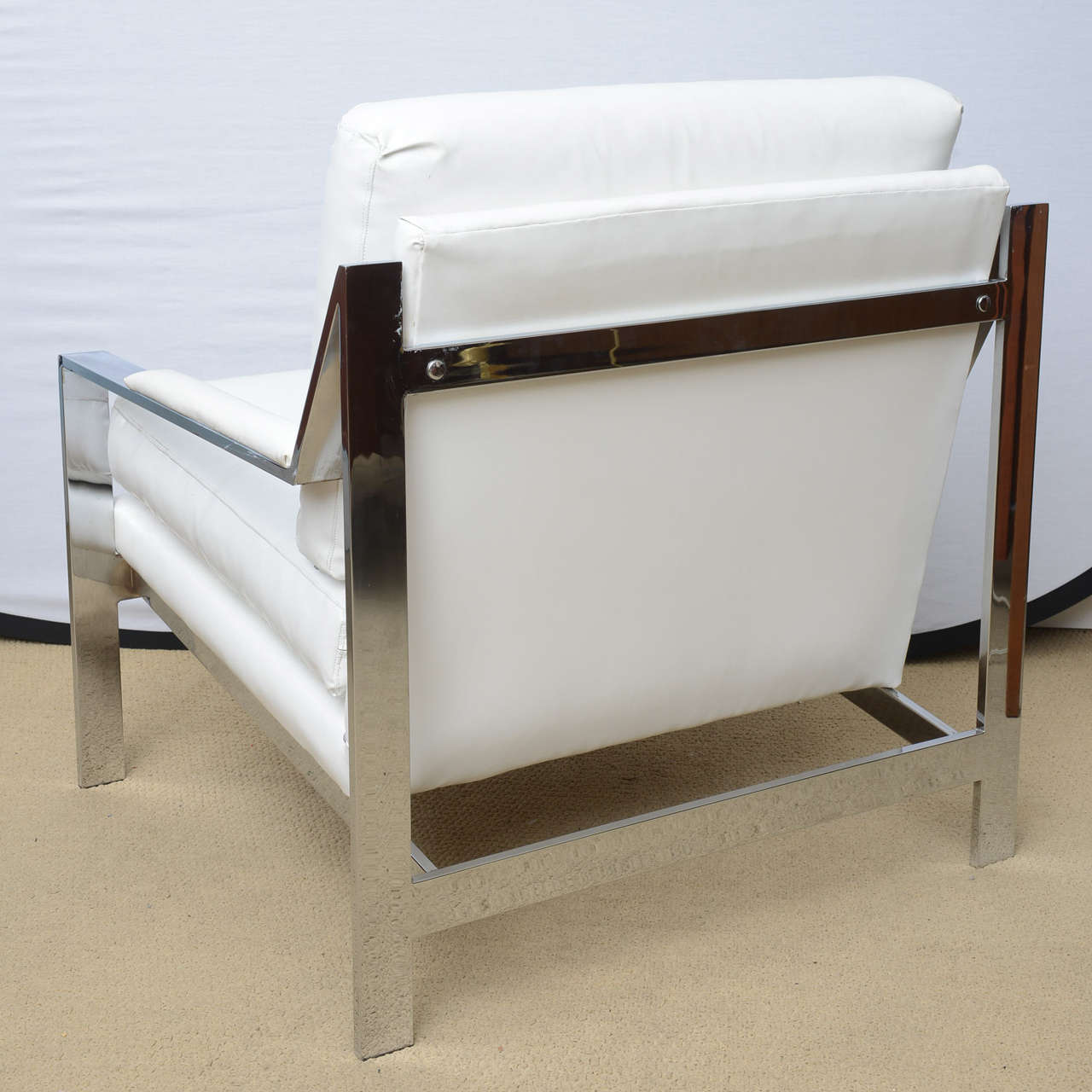 Pair of Cy Mann 1970s Modern Chrome Lounge Chairs, Milo Baughman Style 1