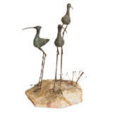 Vintage Bronze  Sculpture  Of Three  Shorebirds   By  C, Jere