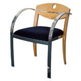 Vintage Gino  Pianta  Crome &  Wood  Arm  Chair